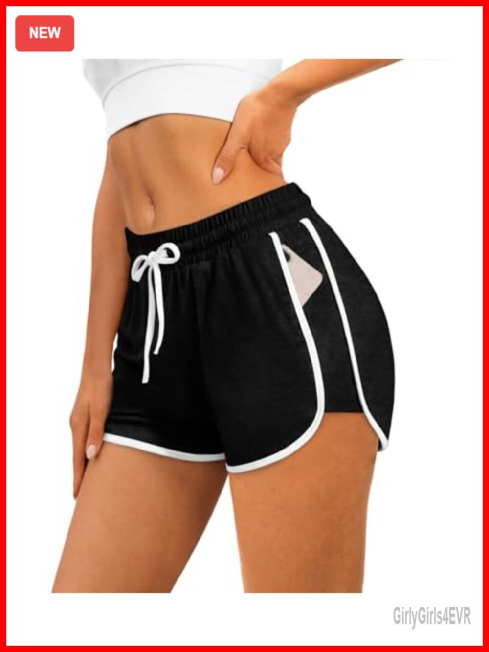 Womens Athletic Shorts Running Dolphin with Pockets Drawstring